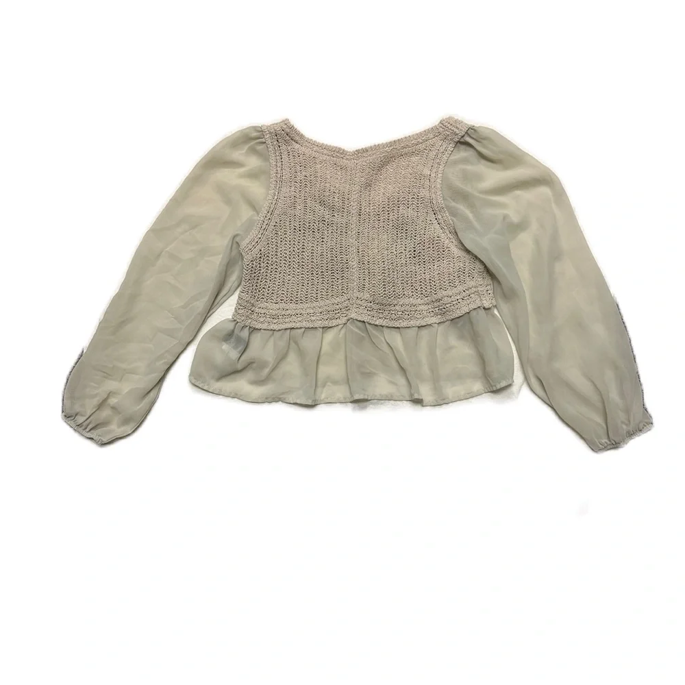 Crochet Embroidered Top Womens M Cream Boho Beachy Cover Up Retro Festival - Picture 4 of 6